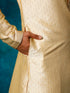 Vastramay Men's Beige Banarasi Jacquard Kurta